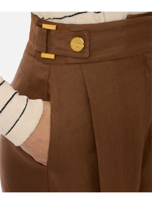 LINEN-BLEND SHORTS ELISABETTA FRANCHI | SH01162E2600 CUOIO